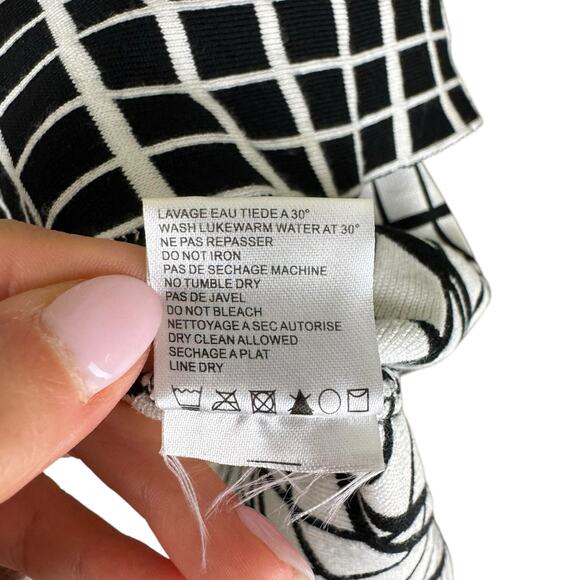 Molly Bracken T2 Black White Windowpane Check Fit & Flare Sweater Knit Dress - Picture 12 of 12